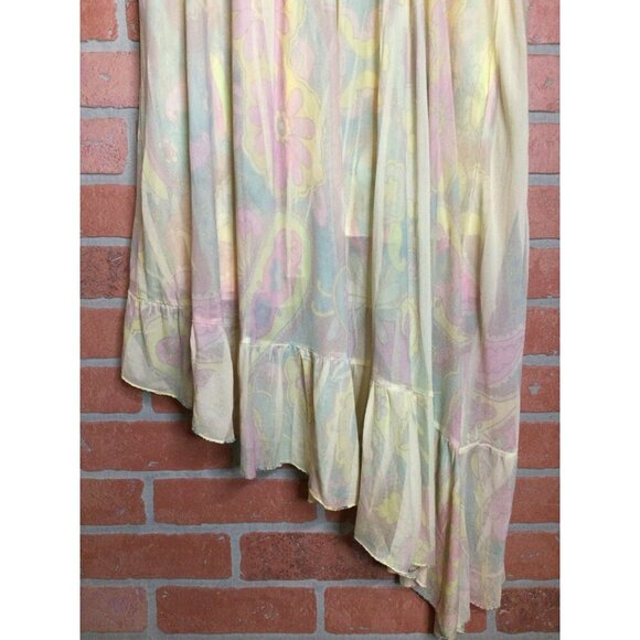 Boho Fairy pastel Maxi Dress Floral Accents Asymmetrical Flowy Hem Size XL - Picture 6 of 12